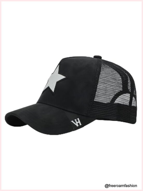 Vintage Havana Trucker Hat Mesh Adjustable Snapback Faux Nubuck Leather Star main image 5